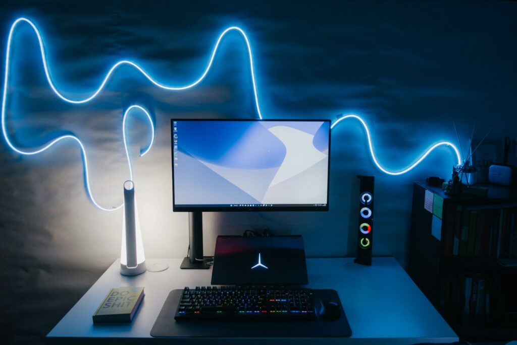 a desktop computer sitting on top of a desk