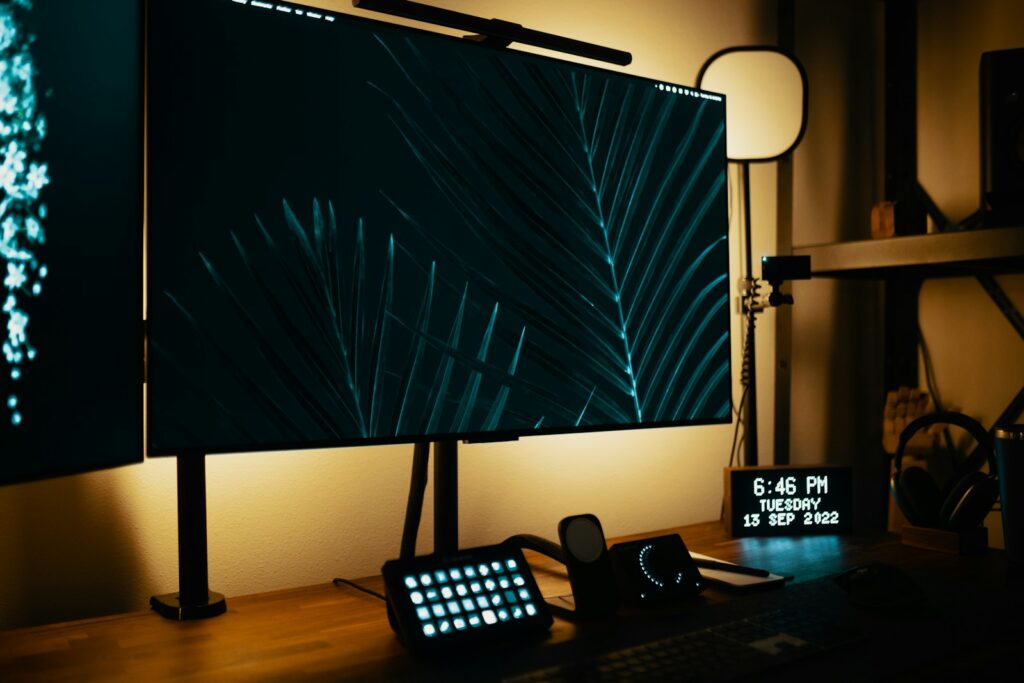 a black screen on a desk