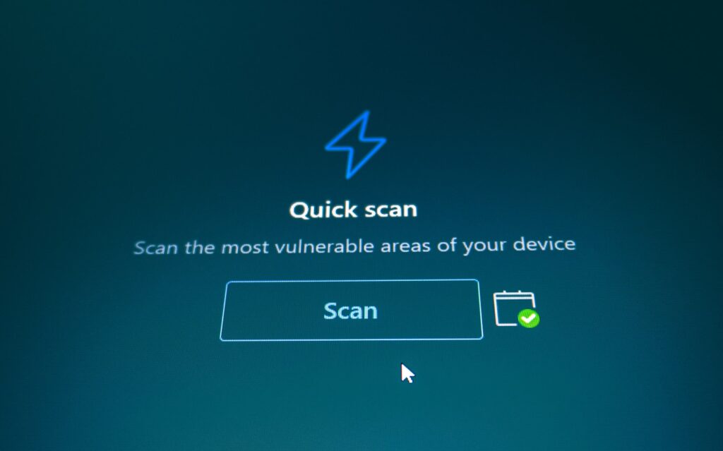Quick scan button on a blue background